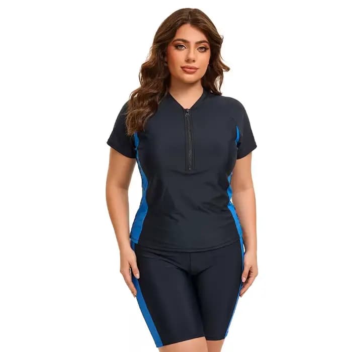 Maillot de bain grande taille pour femme, deux pièces, haut de maillot à manches courtes et short de bain avec coupe Boy Leg, tailles XL-5XL