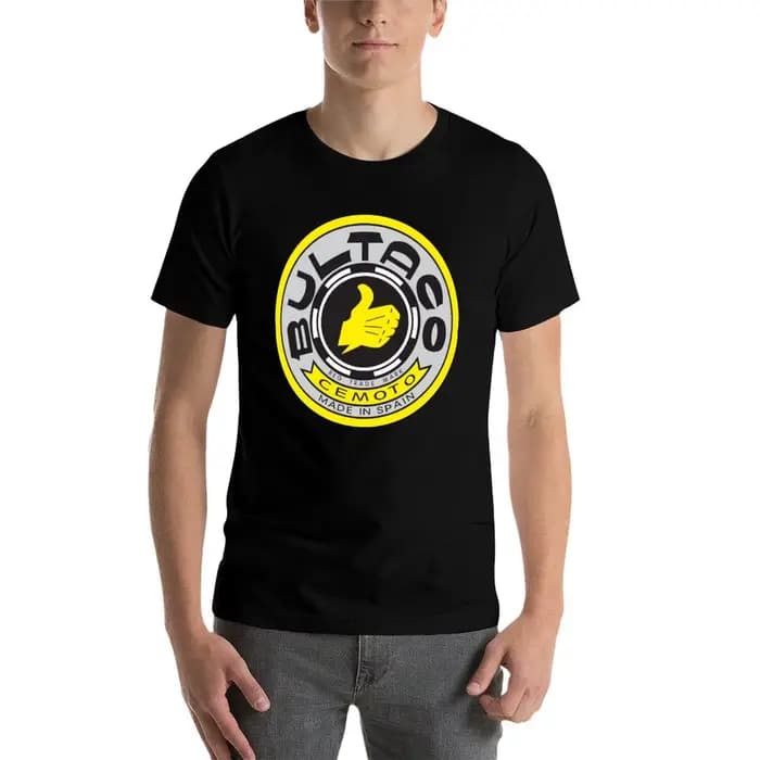 BULTACO LOGO YELLOW T-Shirt Chemise en coton décontractée à manches courtes avec logo BULTACO
