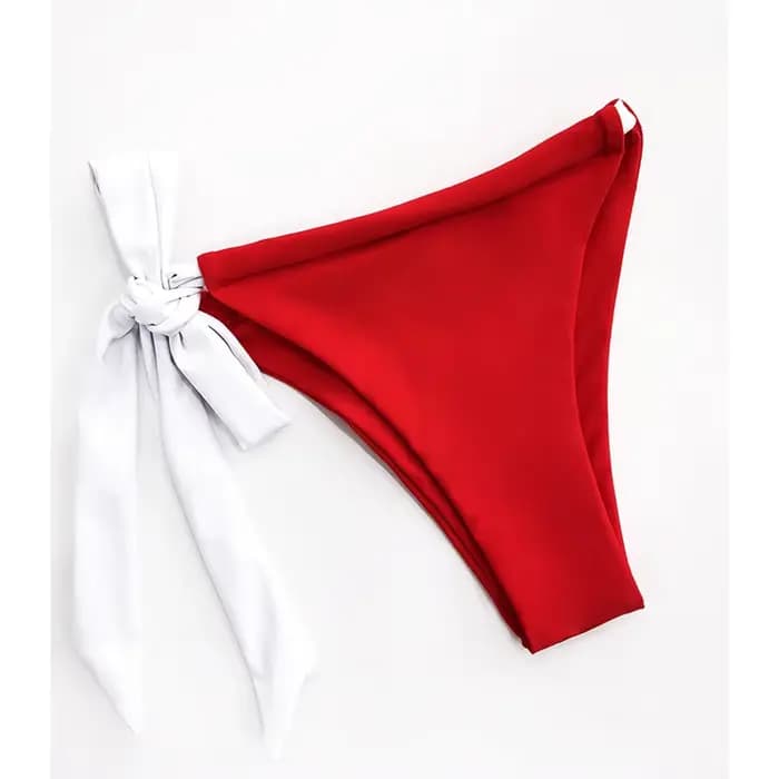 Maillot de bain rouge avec bandeau blanc