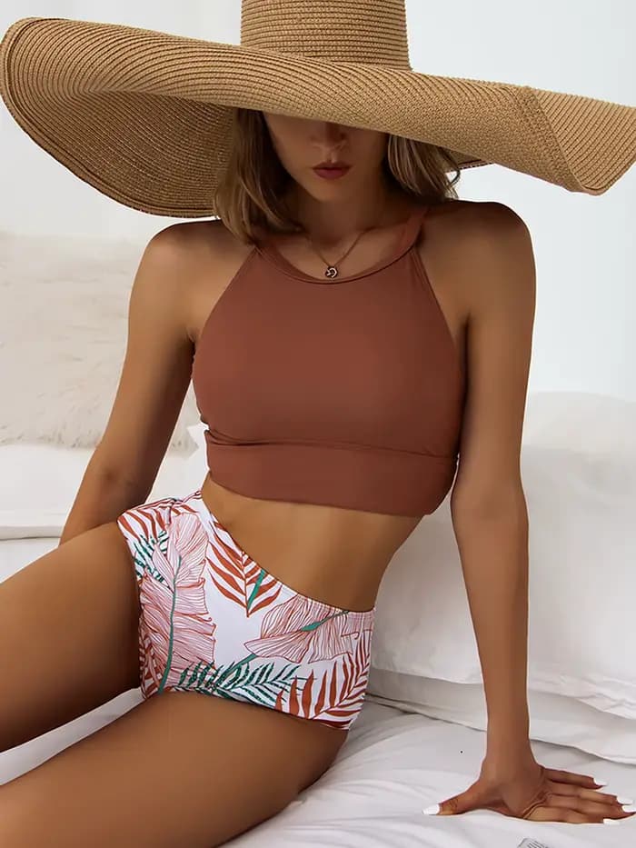 Taille haute Bikini 2025 maillot de bain femme col haut maillots de bain femme 2 pièces natation pour femmes maillot de bain Bikinis ensembles vêtements de plage