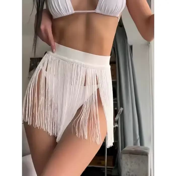 Maillot de bain 2025 nouvelle jupe courte à franges chemise de station de plage