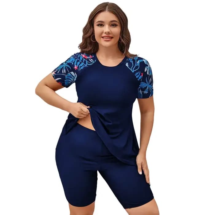 Maillot de bain deux pièces à imprimé floral grande taille