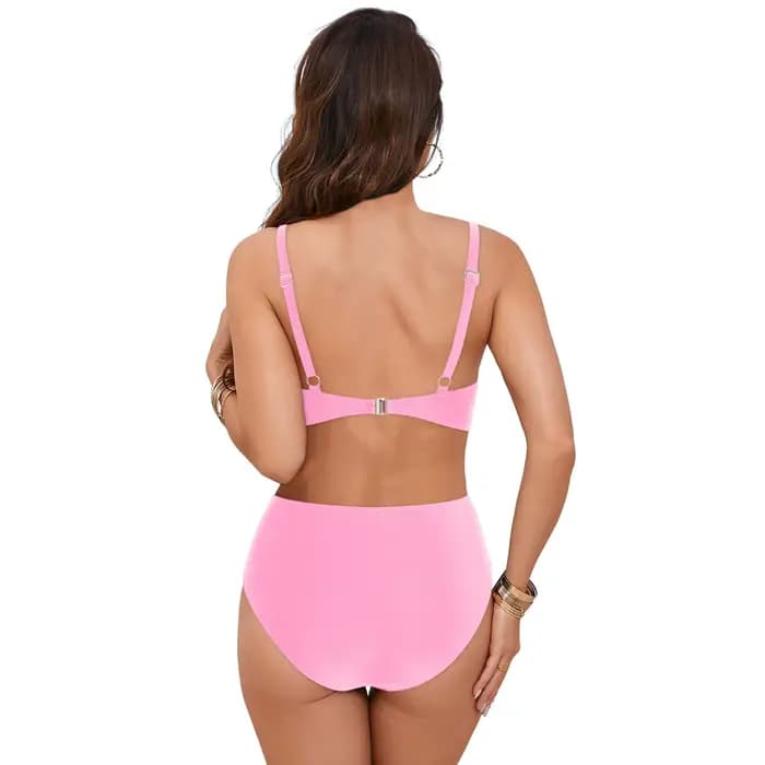 Ensembles de bikinis taille haute deux pièces, maillots de bain conservateurs à col en V pour l'été et la plage, couvrance intégrale