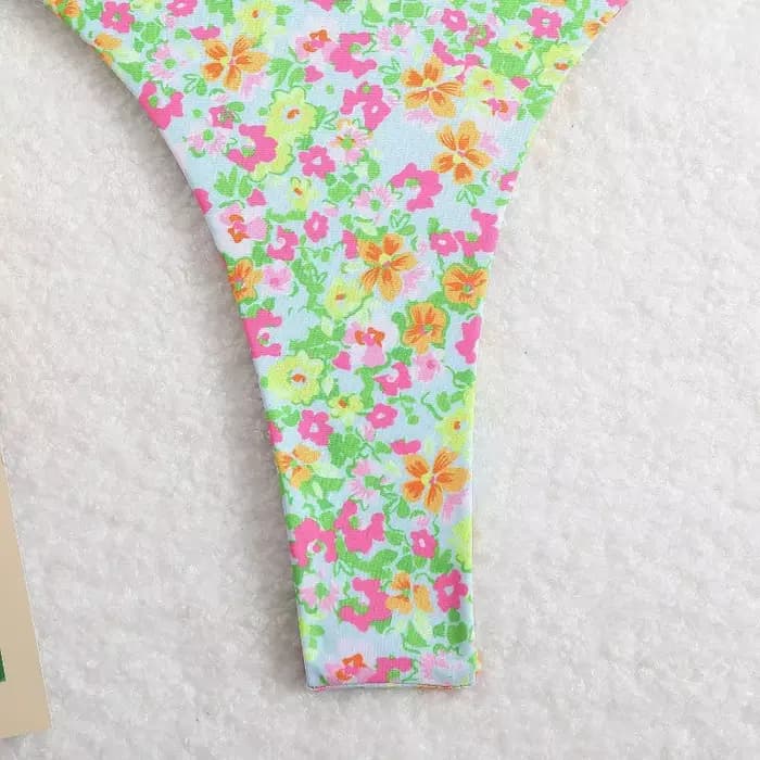 Ensemble Bikini Sexy imprimé floral 2 pièces maillot de bain pour femmes sans bretelles dos nu évider plage vacances maillot de bain 2025 nouveau