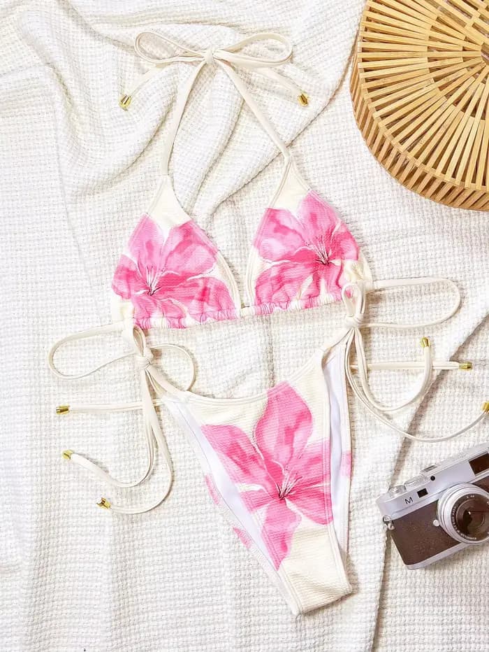 Sexy rose imprimé fleuri Bikini ensemble femmes été Push Up Micro maillot de bain 2025 brésilien plage