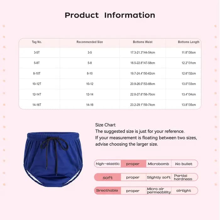 Culottes de bain pour enfants garçons et filles