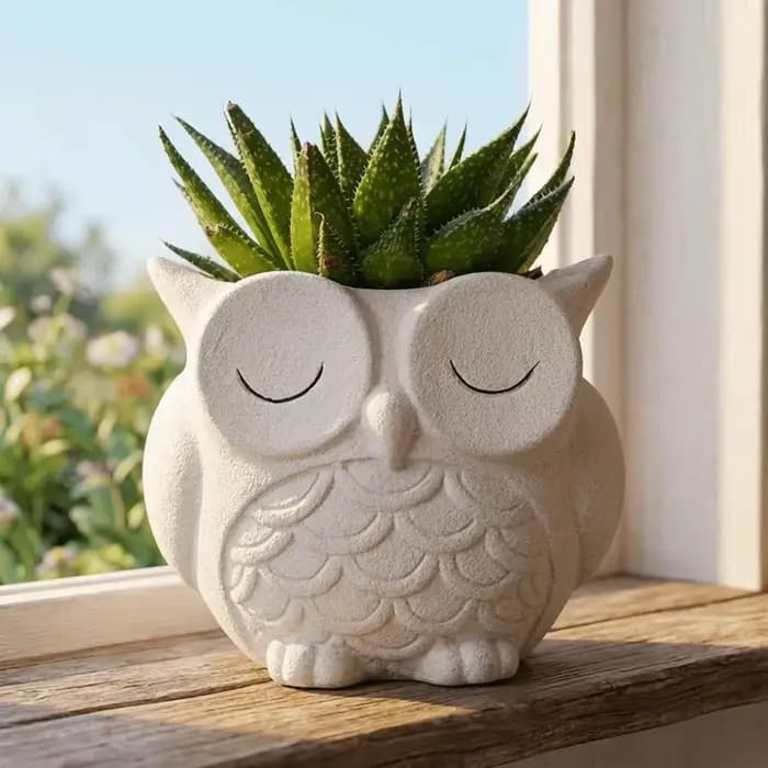 Pot à plantes unique en céramique en forme de hibou, joli pot décoratif pour oignon vert, pot à fleurs résistant à la corrosion, pot à cactus pour patio