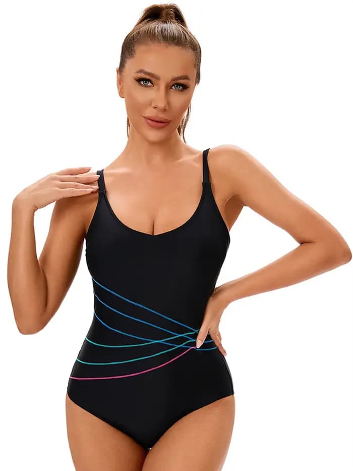 Nouveau Maillot de Bain Sportif Rayé 2026 pour Femme