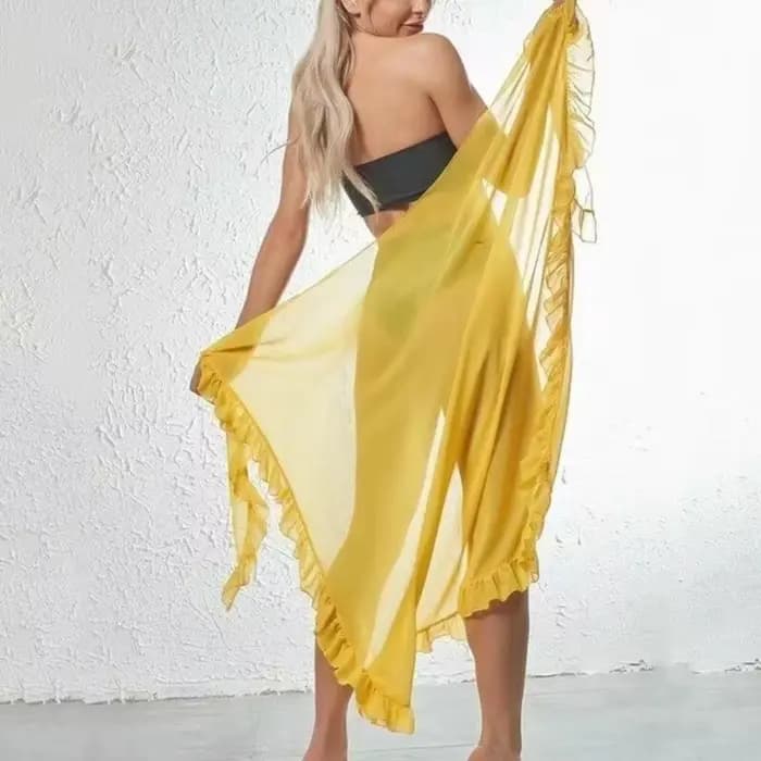 Robe de plage longue en mousseline de soie transparente pour femme