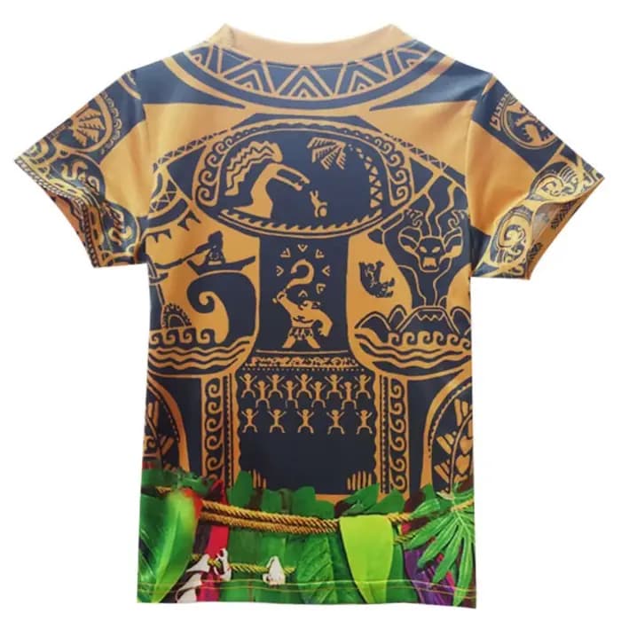 Maillot de bain pour enfants à manches courtes, costume de cosplay Moana Maui, chemise, short, pantalon, bonnet de bain, maillot de bain pour enfants