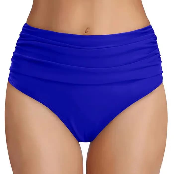 Bas de bikini taille haute pour femme, maillot de bain gainant ventre plat, short de plage à coupe flexible avec détails froncés