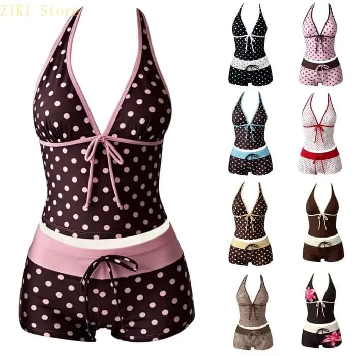 H4GF Ensemble 2 pièces pour Maillot bain tankini avec short Vintage