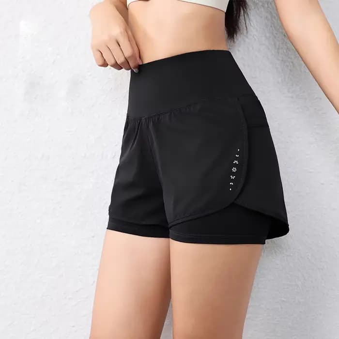 Short de course à séchage rapide pour femmes, couche de sport, taille élastique, short de sport actif avec poches, short de yoga