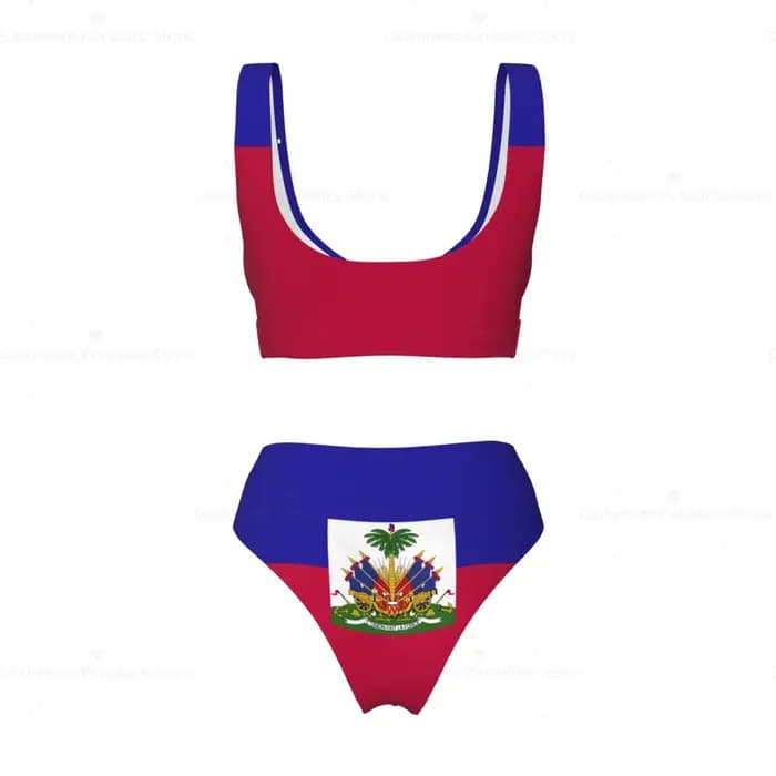 Haïti drapeau femmes Bikini ensemble maillot de bain Push Up