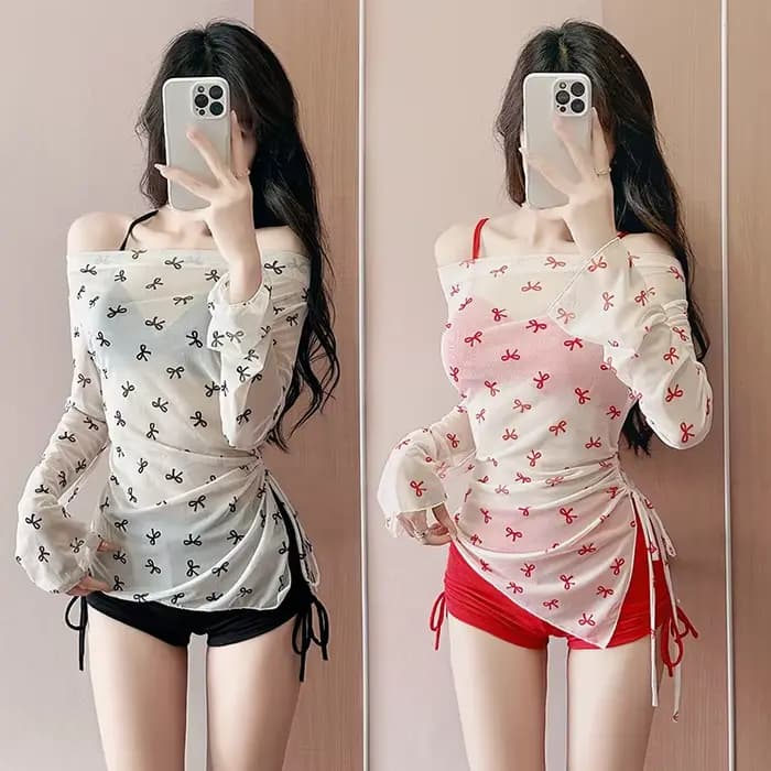 Maillot de bain trois pièces fendu pour femmes
