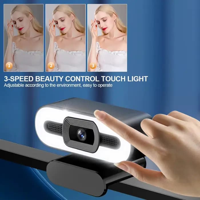 Webcam Full HD 1080P 2K 4K avec Microphone PC portable Webcam à mise au point automatique Streaming en direct diffusion en direct et Webcams lumineuses flexibles
