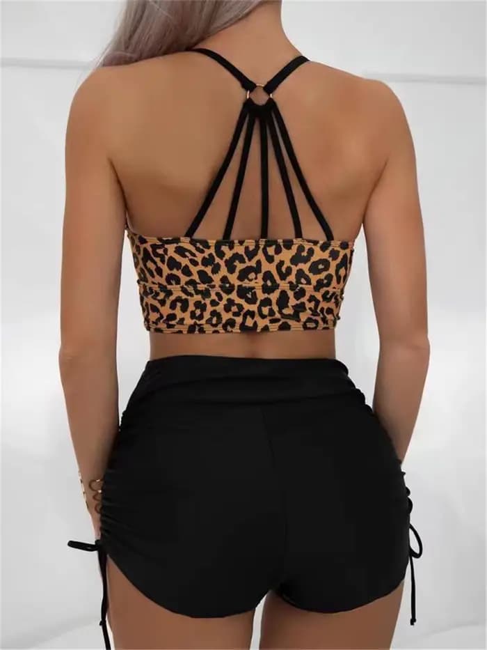 Maillot de bain léopard femme taille haute 2026 sexy dos évidé pour la plage et la natation été