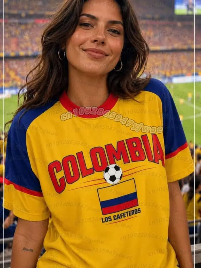 Maillot de supporter de football 2026 pour femmes et hommes, uniforme de majorettes Espagne Portugal CURACAD Colombie, T-shirt à manches courtes pour jeunes