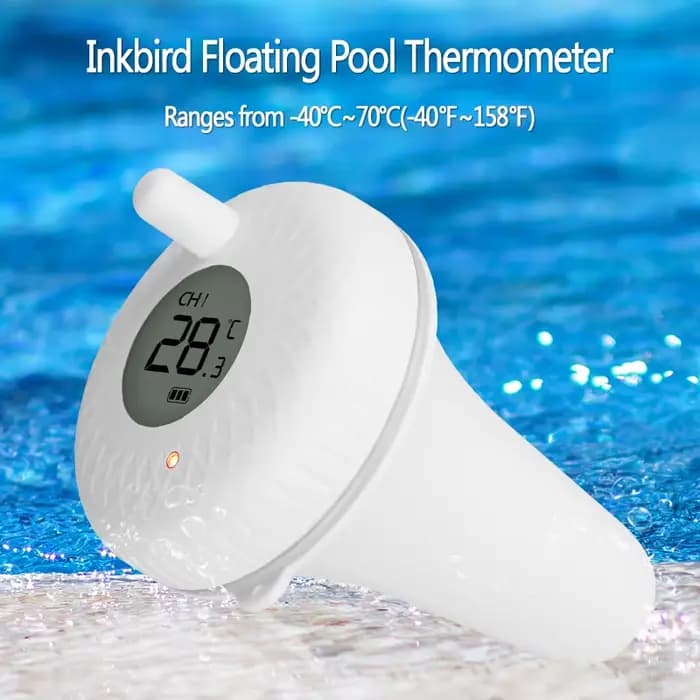 INKBIRD IBS-P01R Thermomètre de piscine flottant sans fil Bain pour animaux de compagnie pour piscine, eau de bain, spas, aquariums et étangs à poissons