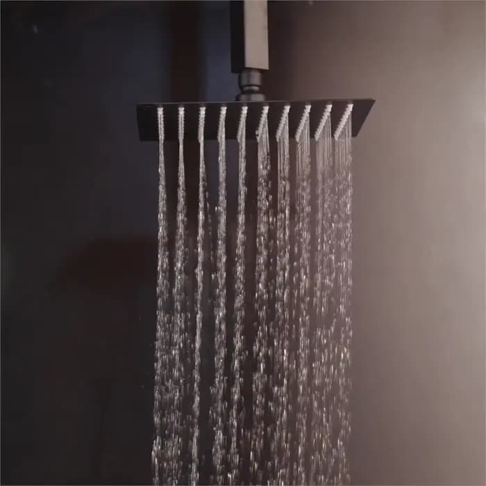 EllMAIDI-Système de douche à effet pluie avec bec de baignoire, ensemble de douche à 3 voies, pommeau de douche à effet pluie canonique, noir, HO2