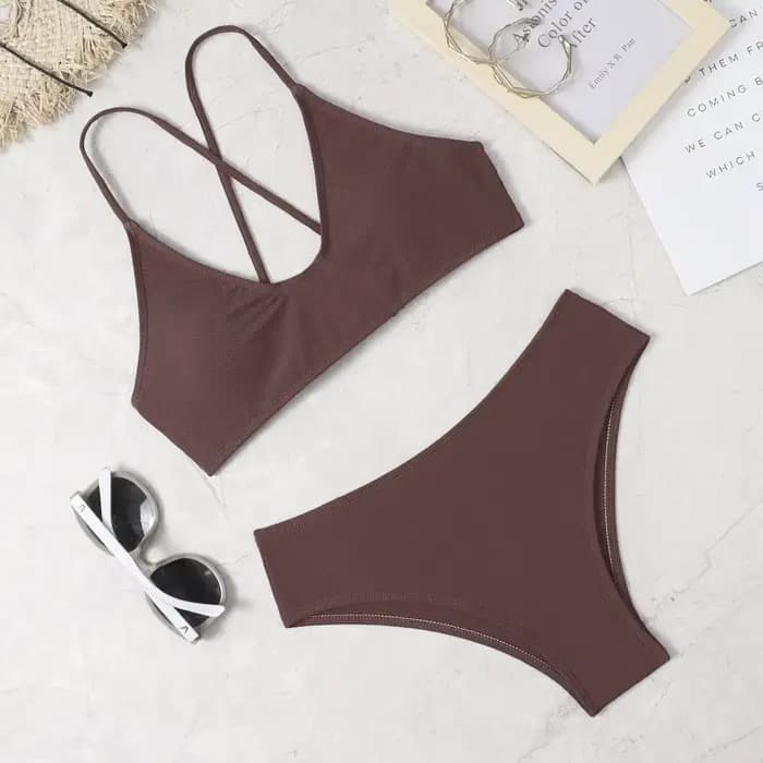 Maillot de bain bikini sexy en soie glacée douce