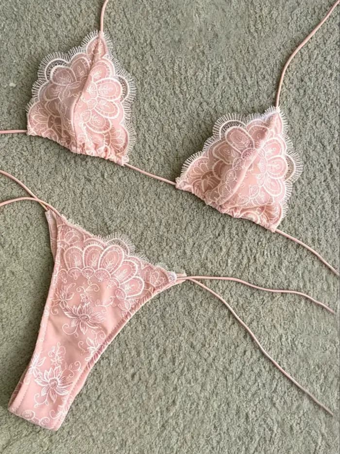 Maillot de bain bikini en dentelle deux pièces pour femme