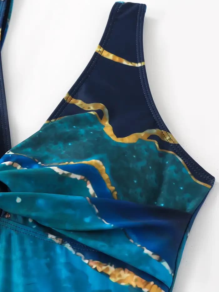 Maillot de bain une pièce pour femme avec col en V