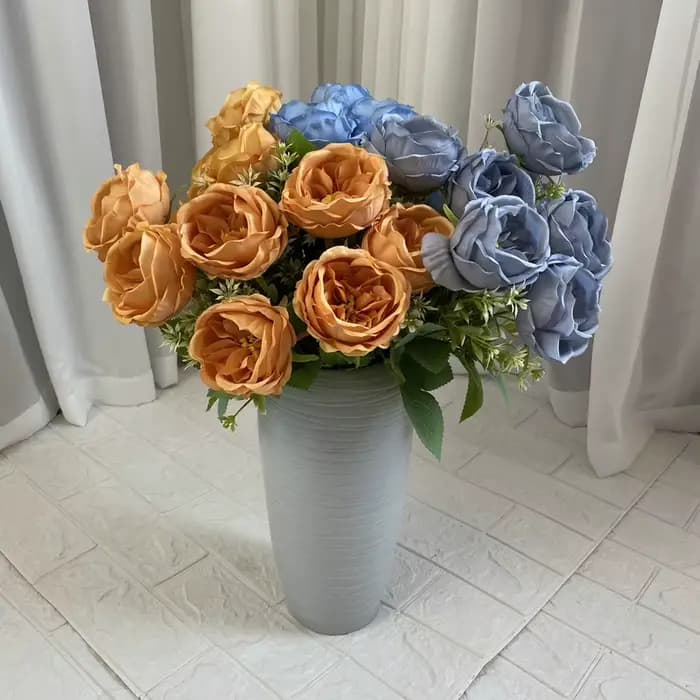 Bouquet de Roses Artificielles, Accessoires de Photographie de Mariage, Fleur pour Maison, Salon, Jardin, Hôtel, Bureau, Décoration de Poubelle Rose Bleue