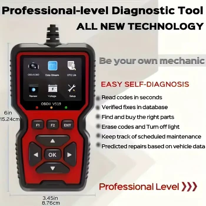 Scanner OBD2 V519 - Testeur de diagnostic de véhicule portable avec données en temps réel et test de batterie