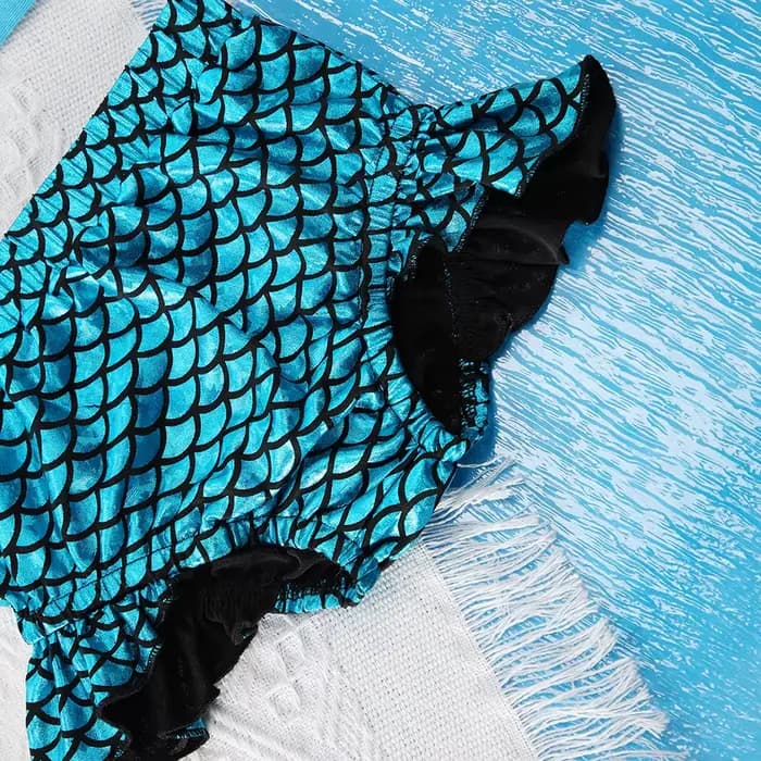 Ensemble de maillot de bain 2 pièces pour filles, imprimé sirène à paillettes, vêtements de plage d'été, pour enfants de 2 à 8 ans, pour fête à la piscine, vacances