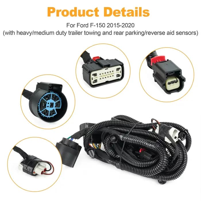 Faisceau de câbles de remorquage de remorque pour Ford F-150 2015 – 2020 avec aide au stationnement HL3Z-13A576-A