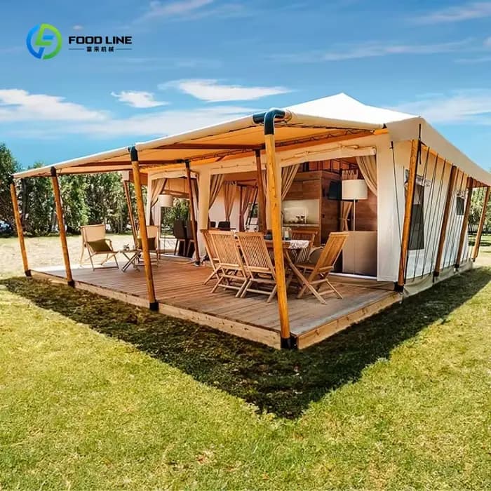 Tentes de camping personnalisées 6x8m, imperméables, pour resort, glamping, safari, lodge de luxe, hôtel, avec salle de bain