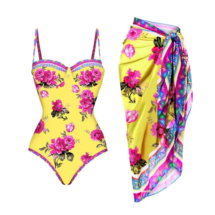 Maillot de bain une pièce imprimé à armatures