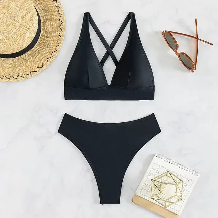 Maillot de bain noir uni pour femme