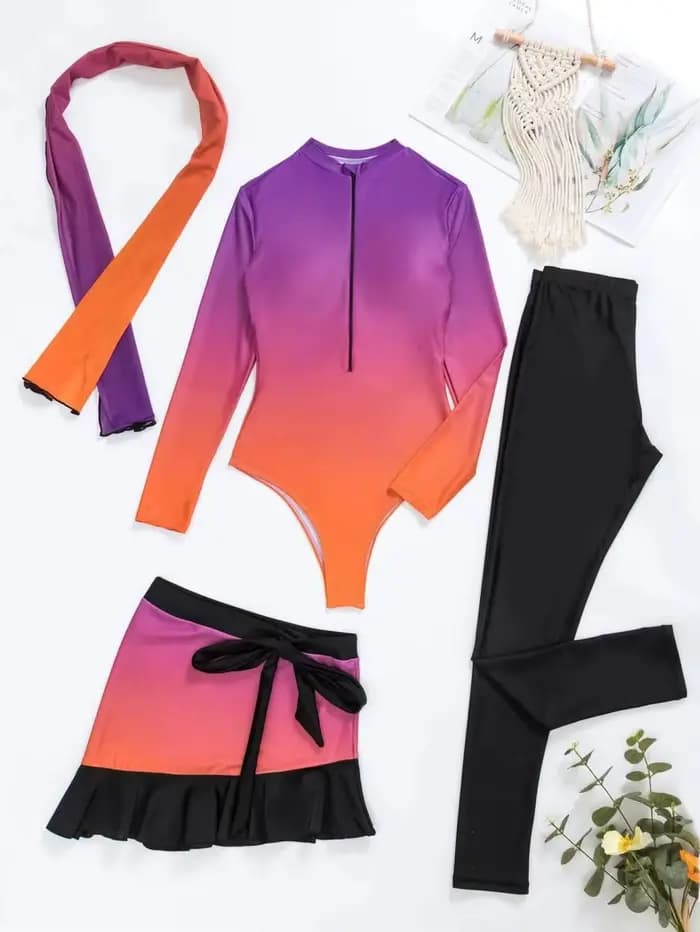 Burkini imprimé violet nickel é