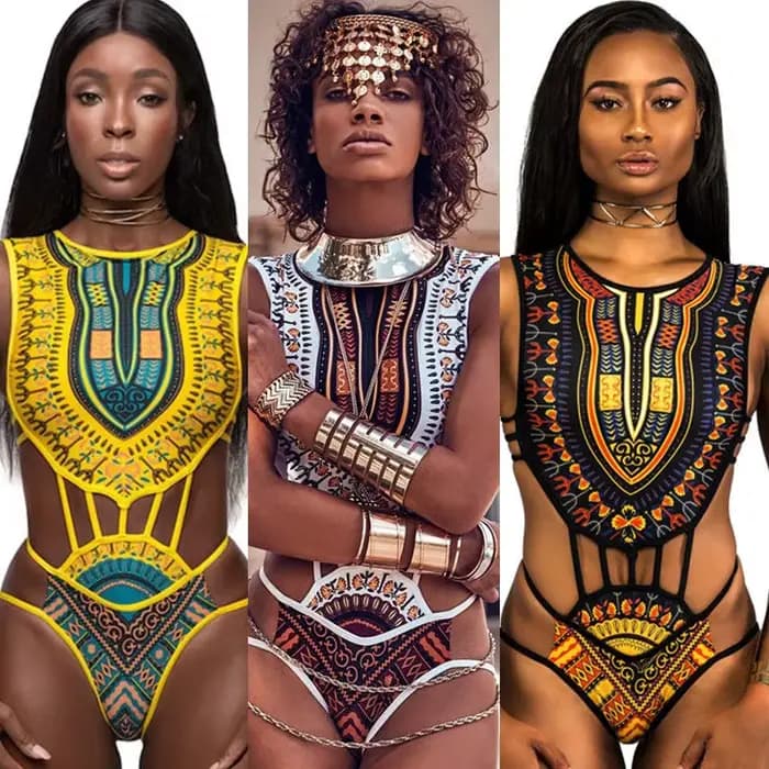 Femmes ethnique Floral une pièce maillot de bain africain maillot de bain taille haute imprimé couvrir Bikini ensemble Vintage Sexy maillots de bain maillots de bain