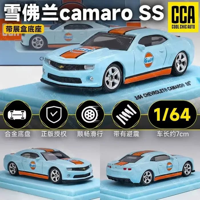 Nouveau en Stock Cca 1:64 Porsche 918 Spyder Gulf Version alliage modèle Miniature Chevrolet Camaro Gulf voiture de sport jouets enfant cadeau