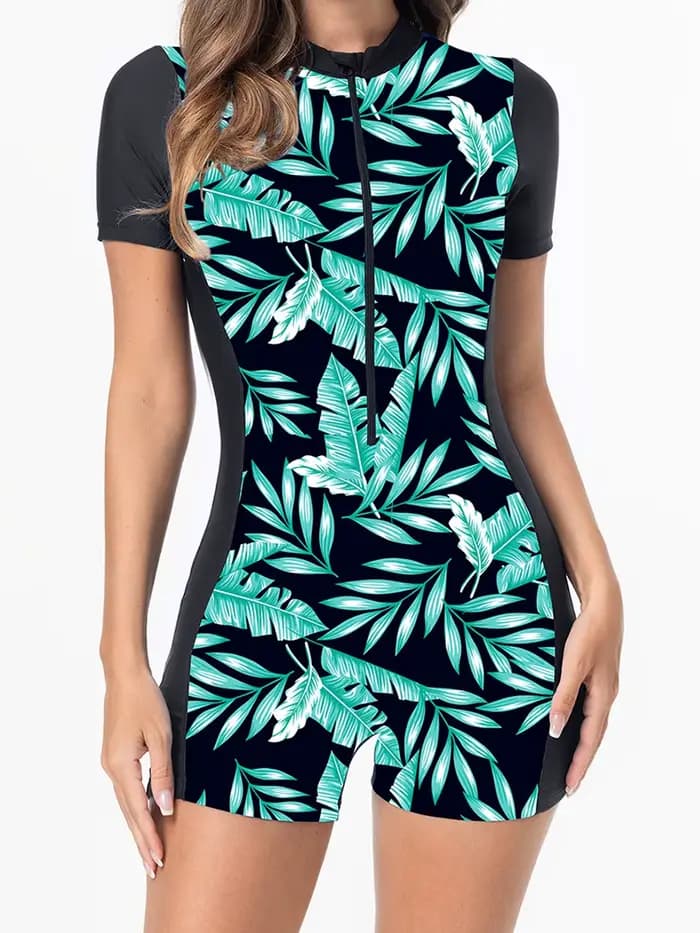 Manches courtes surf body 2025 femmes une pièce maillot de bain à glissière dame maillots de sport femme baigneurs
