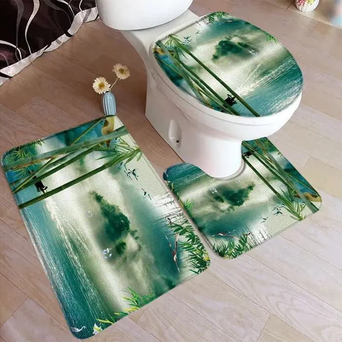 Ensemble de polymères de bain en bambou vert