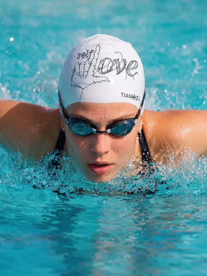Bonnet de bain en silicone pour adultes, imprimé LOVE en anglais, imperméable, antidérapant, bonnet de bain à haute élasticité