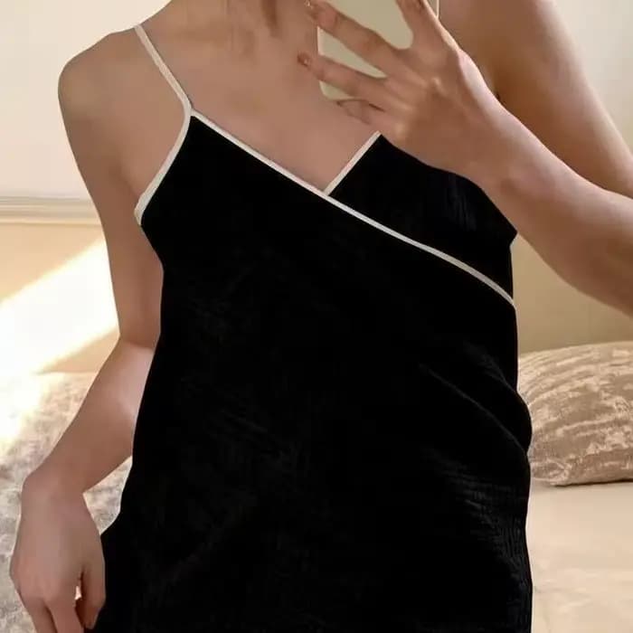 Nouvelle robe de bain pour femme, couleur unie, avec bretelles, serviette de bain portée à dos nu, respirante et absorbante, en pur coton