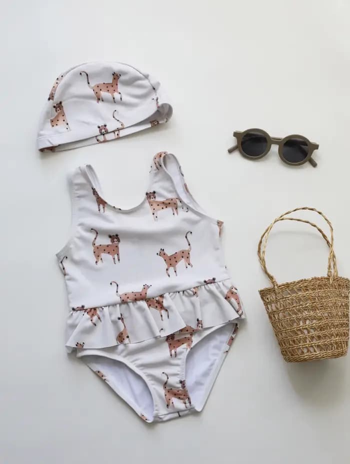 Maillot de bain une pièce pour filles avec bonnet