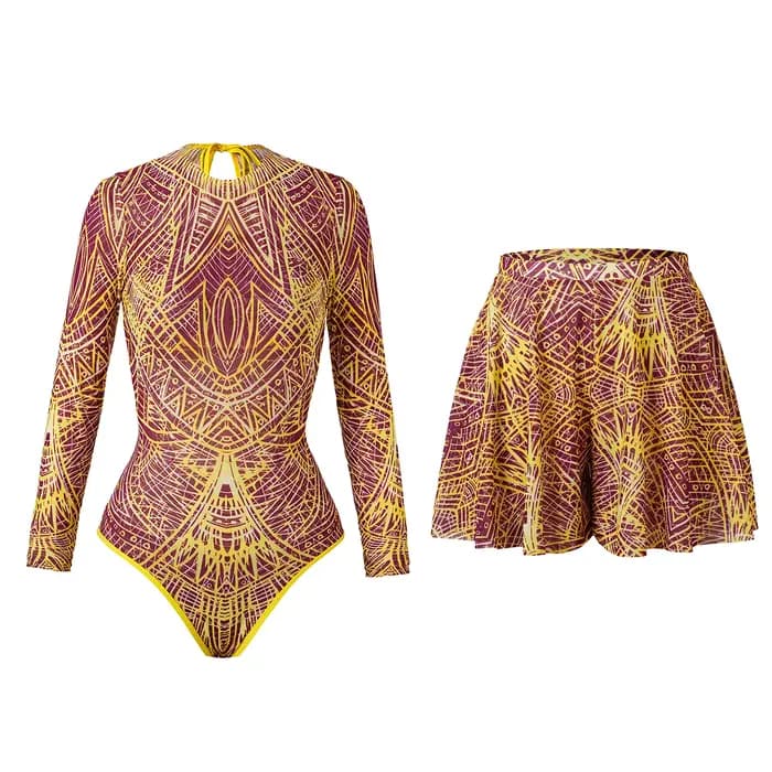 Maillot de bain en maille avec pantalons longs et robe de bain