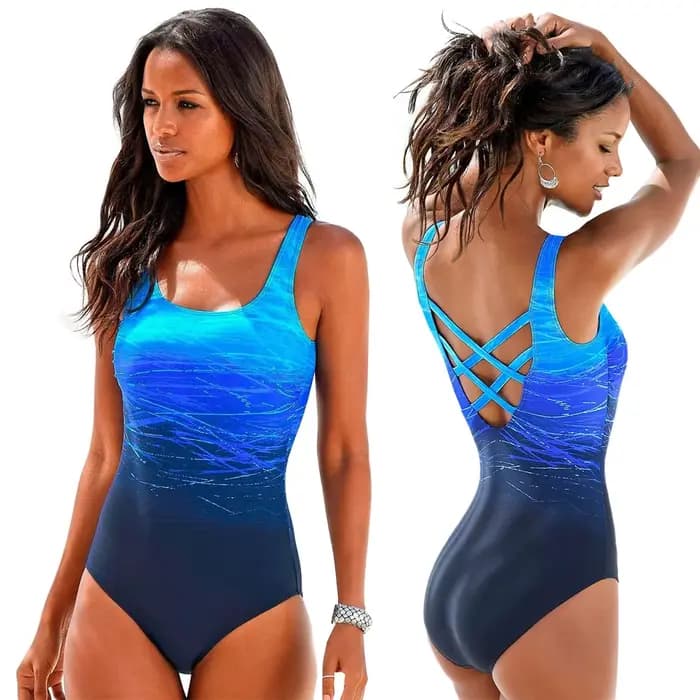 Maillot de bain une pièce dos nu, Sexy, pour femmes, imprimé dégradé, accessoires de bain, taille S-2XL
