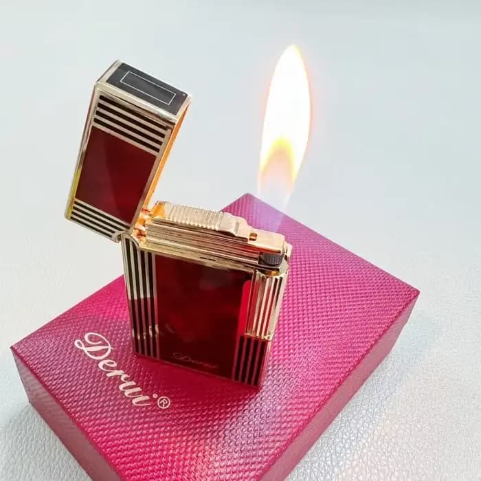 Derui-Briquet gonflable silencieux coulissant sur le côté pour hommes, briquet en métal, lumière de qualité haut de gamme, cadeau de luxe, nouveau, 2023