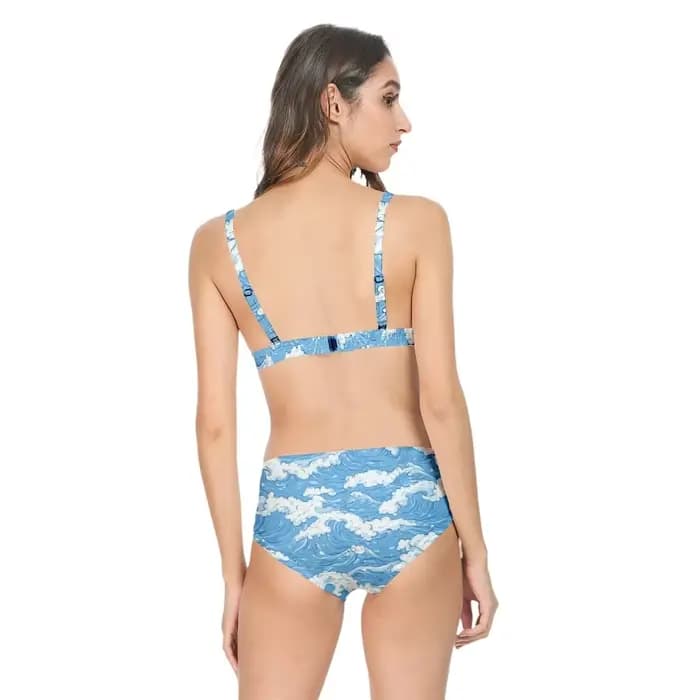 Sexy Bikini maillot de bain taille haute océan vague imprimé décontracté multicolore femmes à la mode dos nu maillots de bain maillots de bain essentiels