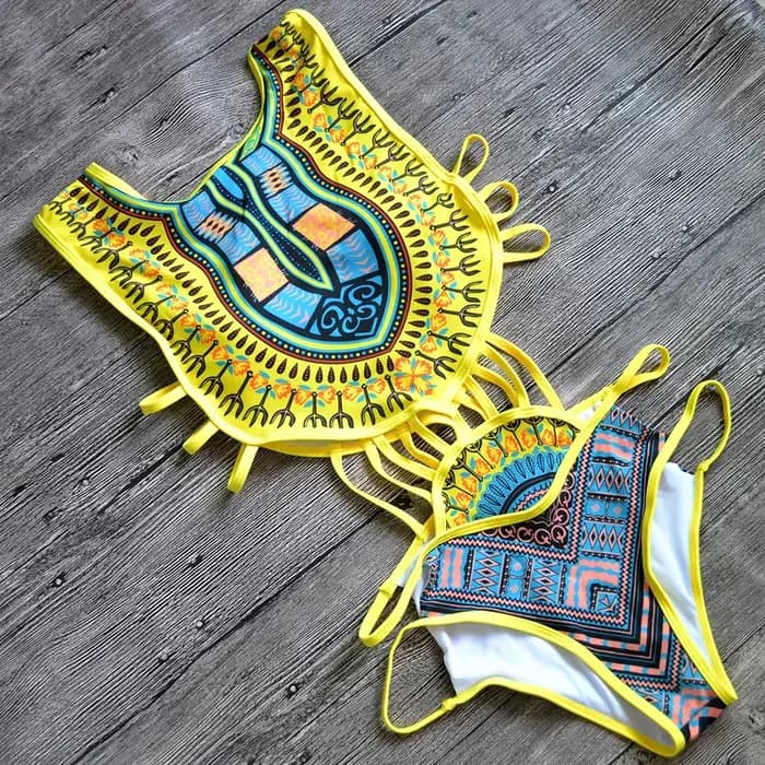 Maillot de bain une pièce à imprimé africain pour femmes, monokini, trikini, baigneur, baigneur, sexy, taille haute, S-média