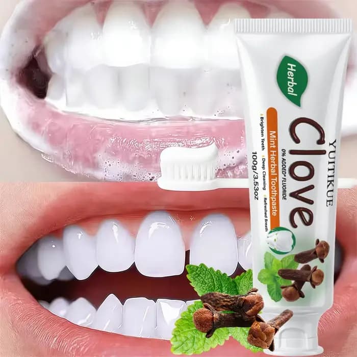 Dentifrice Herbal au Clou de Girofle YUITIKUE 100g, Formule Menthe, Nettoyage en Profondeur, Polissage des Dents, Rafraîchissement de l'Haleine