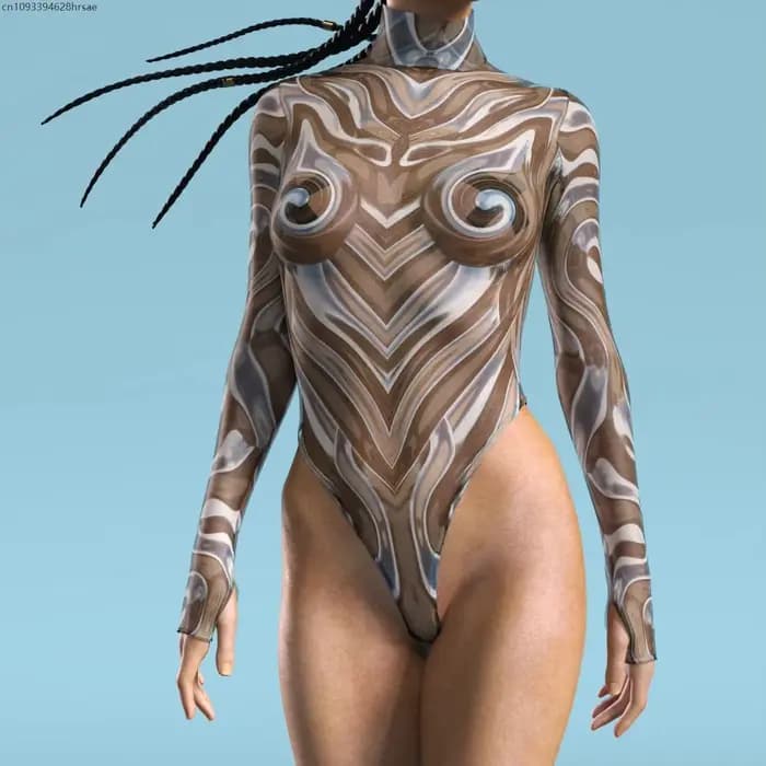 OA Maillot de bain une pièce sexy pour femme, style punk, à manches longues, pour la plage, les vacances, les fêtes et les déguisements cosplay