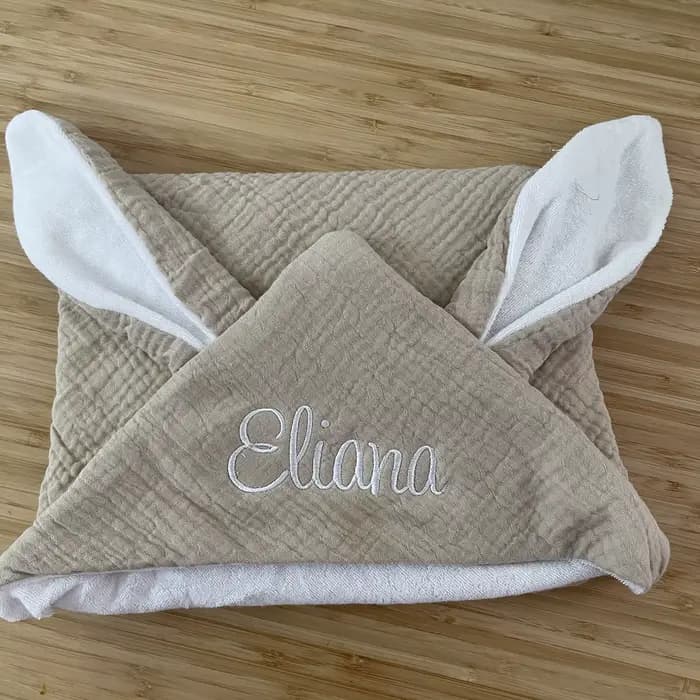 Peignoir à Capuche en Coton Pur pour Bébé Garçon et Fille, Serviette de Bain avec Nom Personnalisé, Double Couche, Gaze, Oreille de Lapin Everak